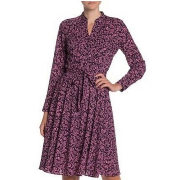 Nanette Lepore Navy and Dusty Pink Floral Feminine Dress Size 10 - Picture 1 of 11